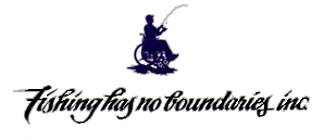 Fishing Has No Boundaries Logo showing a wheelchair user with a fishing rod
